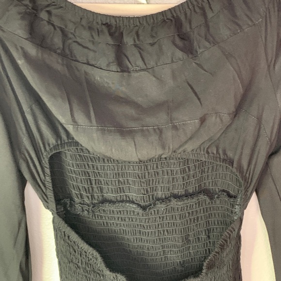 Black Mini Dres, with opening in the front, long sleeve, shoulders free, Size M - Picture 5 of 6